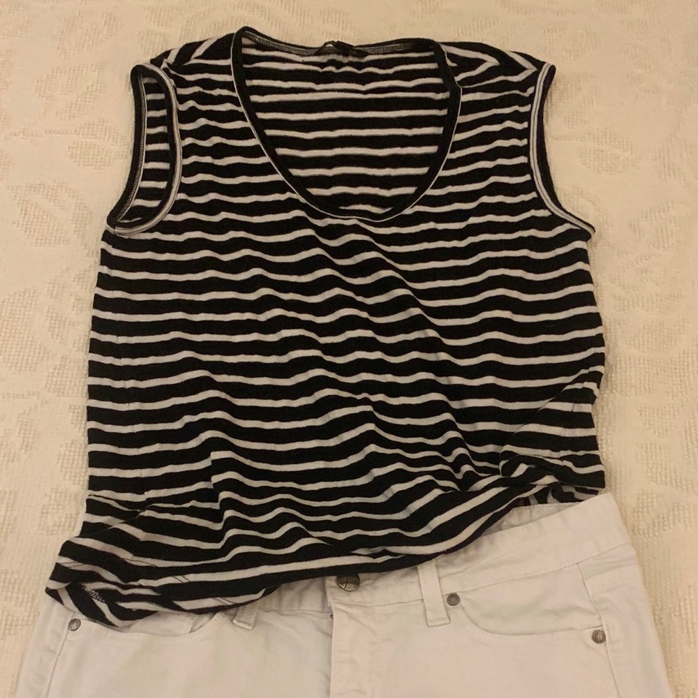 Banana Republic Black and White Striped Top